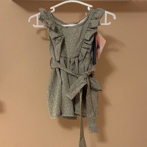 Charming Green Floral Kids Dress with Ruffles